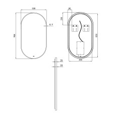Дзеркало Qtap Scorpio 500х900 з LED-підсвічуванням кнопковий перемикач, QT14787001B