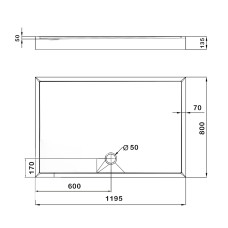 Душовий піддон KAPIELKA ST120x80х14 низький, прямокутний, діаметр зливу 52 мм Lidz