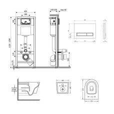 Готове рішення Qtap для ванної кімнати: підвісний унітаз Swan + комплект інсталяції Nest 4 в 1 (лінійна клавіша White)