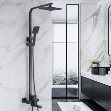 Душова система з верхнім тропічним душем універсальна Lidz Wawel 1030 на три споживача (з виливом) (k35) LDWAW1030BLA45396 Black