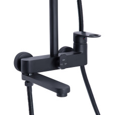 Душова система з верхнім тропічним душем універсальна Qtap Jay на три споживача (з виливом) QTJAY111BLM45549 Black Matt