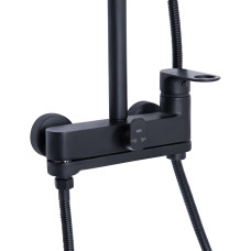 Душова система з верхнім тропічним душем універсальна Qtap Jay на три споживача (з виливом) QTJAY111BLM45549 Black Matt