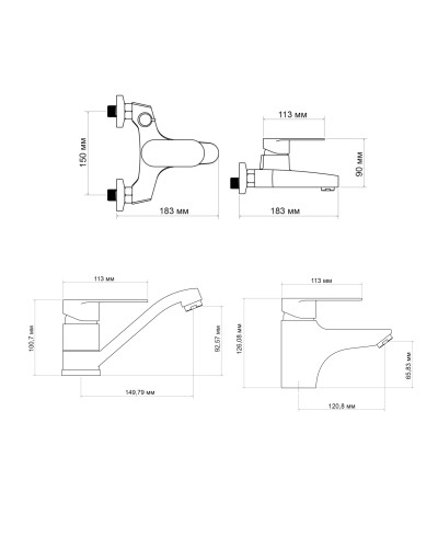 Набір змішувачів Lidz Tani (001F1+006+002M)