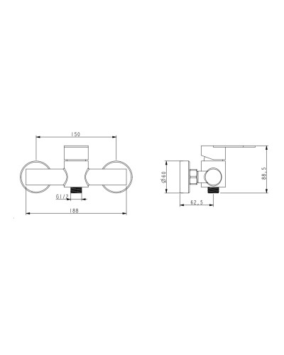 Змішувач для душу Lidz Luna 010 (з душовим гарнітуром) (k35) LDLUN010NKS46095 Nickel