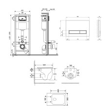 Готове рішення Qtap для ванної кімнати: підвісний унітаз Gemini + комплект інсталяції Nest 4 в 1 (лінійна клавіша Satin)