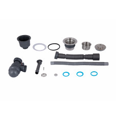 Сифон для кухонної мийки Lidz LK17, випуск 115 мм, колбовий з круглим переливом (выход гофра 40/50мм) (LDLK17SS46398)