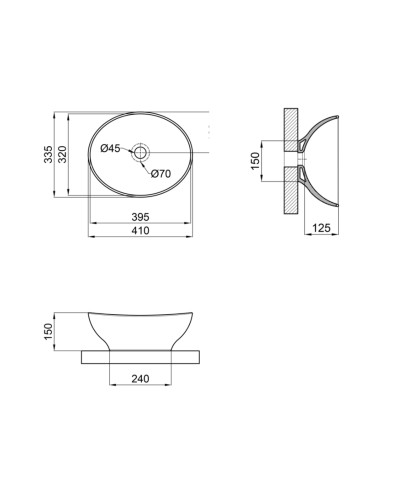 Раковина-чаша Qtap Dove 410х335х145 Matt black QT063078MBMBN