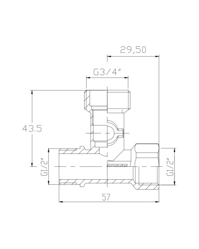 Кран приладовий кульовий SD Forte 1/2"х3/4"х1/2" SF186W152015