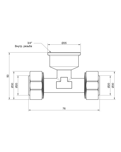 Трійник обтискний SD Plus 20х3/4"х20 ВР SD159W202020