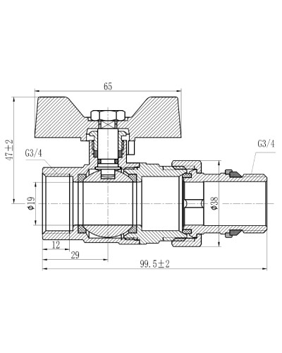 Кран кульовий "Американка" SD Forte 3/4" з антипротіканням прямий SF222W20