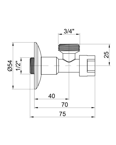 Кран приладовий буксовий Icma 1/2" х3/4" кутовий №519