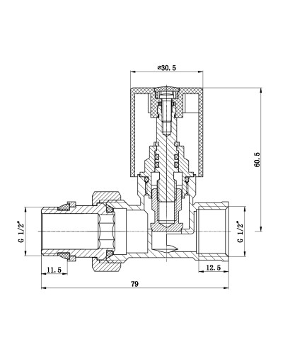 Кран радіаторний SD Forte 1/2" з антипротіканням прямий хром SF237W15