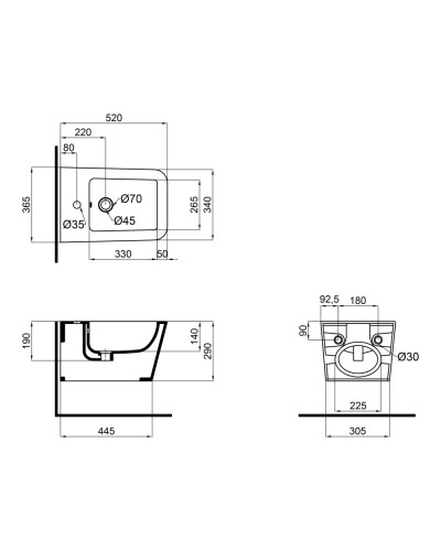 Біде підвісне Qtap Crow 520х360х290 White QT05555370W