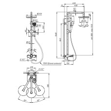Душова система з верхнім тропічним душем універсальна Qtap Sloup на три споживача (з виливом) з полицею QTSL51105OGB Black Matt