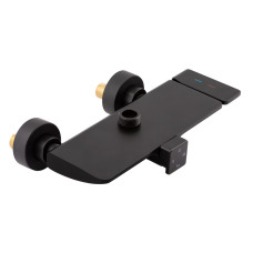 Душова система з верхнім тропічним душем універсальна Qtap Sloup на три споживача (з виливом) з полицею QTSL51105OGB Black Matt