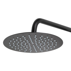 Душова система з верхнім тропічним душем універсальна Qtap Sloup на три споживача (з виливом) з полицею QTSL51105OGB Black Matt