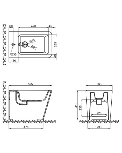 Біде підлогове Qtap Tern 560х360х400 White QT1744003CW