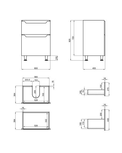 Тумба підлогова Qtap Scorpio 605х825х460 White QT1473TNВ601W