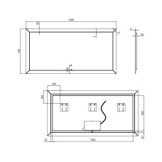 Дзеркало Qtap Aries 1400х700 з LED-підсвічуванням Touch, димер, рег. яскравості QT0378160170140W