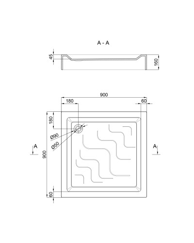 Душовий піддон Lidz Mazur ST90x90x16