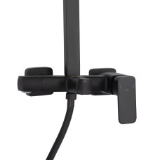 Душова система з верхнім тропічним душем для кабіни Qtap Capricorn на три споживача (з виливом) 53103KNB Black Matt