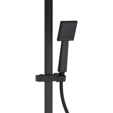 Душова система з верхнім тропічним душем для кабіни Qtap Capricorn на три споживача (з виливом) 53103KNB Black Matt