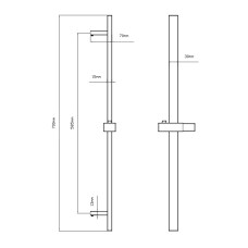 Душова стійка з тримачем універсальна Qtap Lepit 705 мм прямокутна QTLEP82103NC Chrome