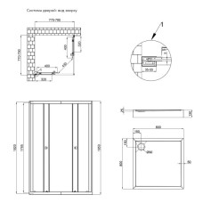 Набір Qtap душова кабіна Presto CRM1088SP5 Pear 1970x800x800 мм + піддон Tern 308812C 80x80x12 см з сифоном
