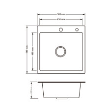 Мийка для кухні інтегрована Lidz Handmade H5050B (LDH5050BPVD43619) Brushed Black PVD 3,0/1,0 мм