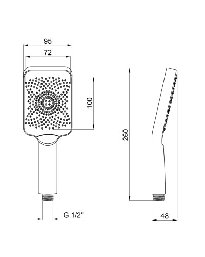 Qtap Rucni Лійка для ручного душу 145x90 мм прямокутна QTRUCA145S1GRP Graphite