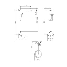 Душова система з верхнім тропічним душем для душу Lidz Aria 1020 на два споживача (k35) LDARI1020NKS46114 Nickel