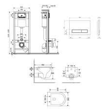 Готове рішення Qtap для ванної кімнати: підвісний унітаз Taurus + комплект інсталяції Nest 4 в 1 (лінійна клавіша White)