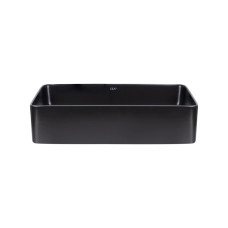 Комплект Qtap Tern: Раковина накладна прамокутна 500х350х145 мм Matt Black + Донний клапан PU03