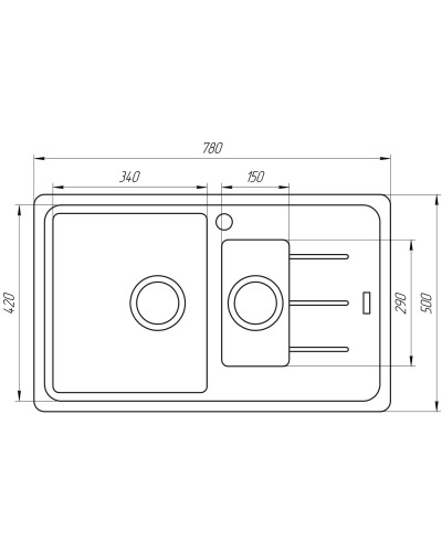 Гранітна мийка Globus Lux IZEO графіт 780х500мм-А0001