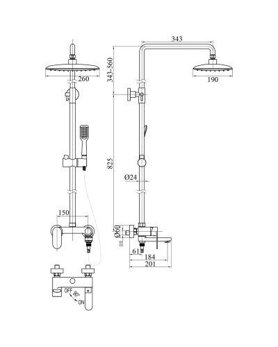 Душова система TOPAZ BARTS-TB 07102-H36-S