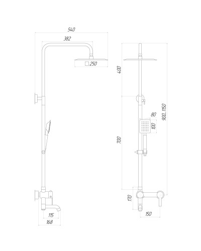 Душова система Globus Lux ALPEN SBT1-SQ-02-304