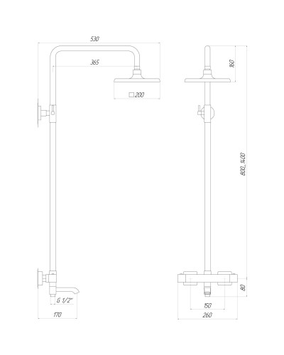 Душова система Globus Lux Termostatic Q GLM-0041T-BB