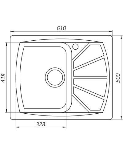 Гранітна мийка Globus Lux TANA графіт 650х500мм-А0001