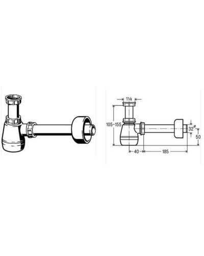 Сифон для біде VIEGA 1 1/4″х1 1/4″ пластик бутил. б/г 120337