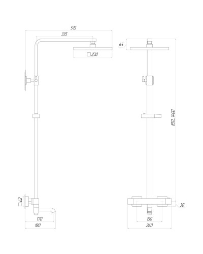 Душова система Globus Lux Termostatic Q VAN-GLQ-0041T