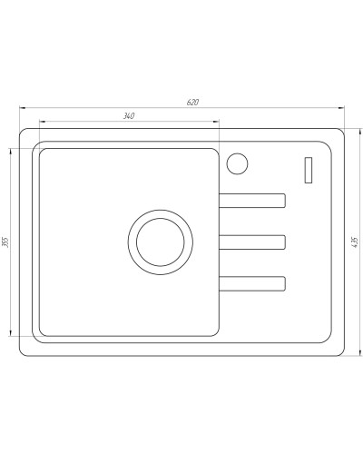 Гранітна мийка Globus Lux MONO графіт 620х435мм-А0001