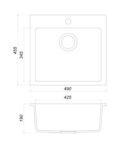 Гранітна мийка Globus Lux AOSTA графiт 490x455мм-А0001