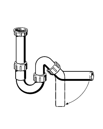 Сифон для раковини VIEGA 1 1/2″х40 без патр. 45° пластик білий трубний б/г 102821