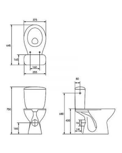 Компакт Cersanit 653 TAPIA 010 3/6 з кришкою поліпропілен