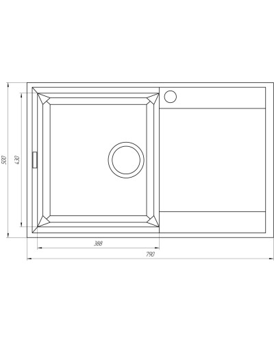 Гранітна мийка Globus Lux KOMO піщаний 790х500мм-А0004