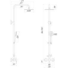 Душова система з верхнім тропічним душем Globus Lux ALPEN SUS-SH-05
