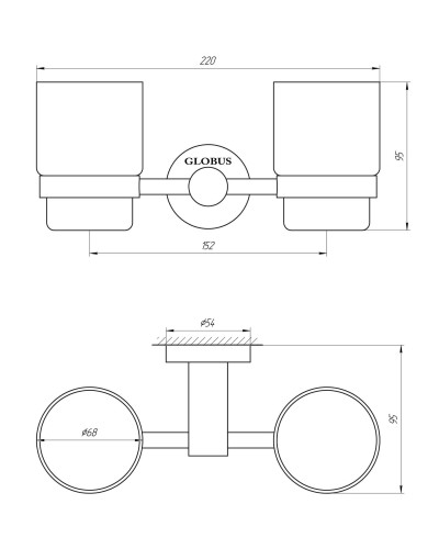 Стакан подвійний Globus Lux BS8428 чорний матовий SUS304