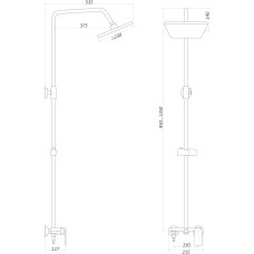 Душова система з верхнім тропічним душем Globus Lux LAGUNA GLA-0005N-7-WHITE