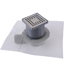 TM421-TILLO Трап з сухим затвором DN50, нерж,решiтка 100*100 гориз,з фланцем,Туречччина