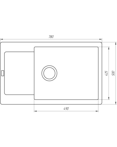 Гранітна мийка Globus Lux MALABI сірий металік 780x500мм-А0003